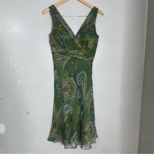 Vintage 90s Y2K Whimsigoth Fairy Morrell Maxie Paisley Silk Slip Dress 4‎